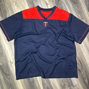 Navy and Red V-Neck Sports Jersey Minnesota twins